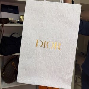 Dior White Bag with Gold Logo